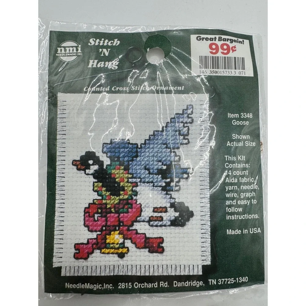 Needle Magic Inc Cross Stitch Kit Goose 3in Multi Stitch N Hang Ornament 3348